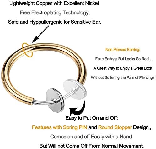 COCHARM Fake Nose Ring Fake Nose Septum Rings Fake Nose Piercing Non Pierced Spring Clip On Faux Nose Rings Faus Septum Hoop Magnetic Septum Nose Ring