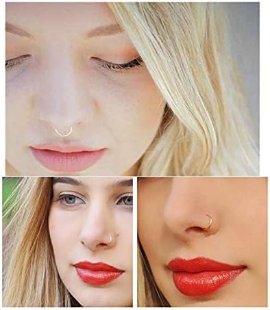 COCHARM Fake Nose Ring Fake Nose Septum Rings Fake Nose Piercing Non Pierced Spring Clip On Faux Nose Rings Faus Septum Hoop Magnetic Septum Nose Ring