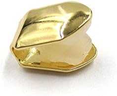 COLORFUL BLING 14K Plated Gold Grillz Mouth Teeth Hip Hop Teeth Plain Fake Top Tooth Single Grill Cap For Men Women Party Cosplay Rapper Accessories Teeth Grills