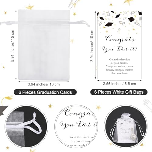 Coume 6 Sets Graduation Gifts For Students Boys Compass Tie Clip With Card The Direction Of Your Dream Tie Clips Class Of 2024 High School College Graduation Party Group Favors