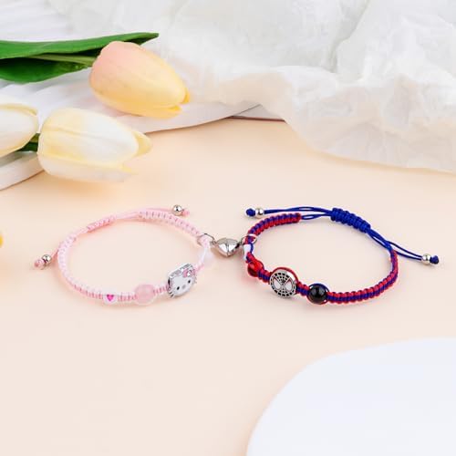 Couples/Friendship Matching Bracelets Bat/Spider/kitty Bracelets Set Valentine's Day Birthday Jewelry Gifts For Gf And Bf Soulmate Matching Gifts For Husband&Wife Son&Daughters BFF