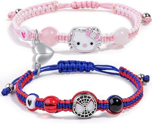 Couples/Friendship Matching Bracelets Bat/Spider/kitty Bracelets Set Valentine's Day Birthday Jewelry Gifts for Gf and Bf Soulmate Matching Gifts for Husband&Wife Son&Daughters BFF