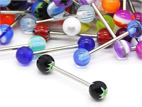 CrazyPiercing 批发 14 克舌环杠铃 110/130/150/200 件不锈钢条舌环 各种颜色不重复 适合女士男士