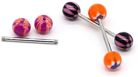 CrazyPiercing 批发 14 克舌环杠铃 110/130/150/200 件不锈钢条舌环 各种颜色不重复 适合女士男士