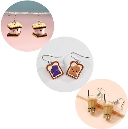 Creative Food-Themed Drop Dangle Earrings Set – Handmade Bubble Tea Teddy Bears Desserts And Candy Designs With Eco-Friendly & Hypoallergenic Materials For Daily Wear Or Gift