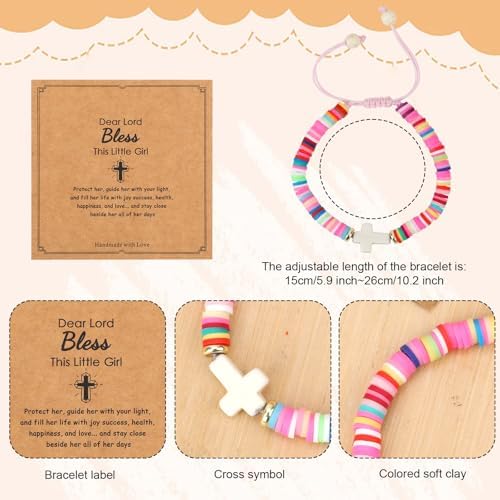 Cross Bracelet For Girls Dear Lord Bless This Little Girl Bracelet Colorful Christian Jesus Religious Bracelets For Kids Jewelry Gifts For Teenage Women Daughter Sister Christmas Catholic Gifts