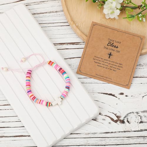 Cross Bracelet For Girls Dear Lord Bless This Little Girl Bracelet Colorful Christian Jesus Religious Bracelets For Kids Jewelry Gifts For Teenage Women Daughter Sister Christmas Catholic Gifts