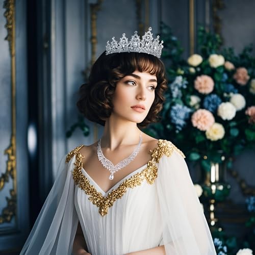 Crowns And Tiaras Jewelry Sets For Wedding Princess Birthday Party Halloween Prom Pageant Jewelry For Women Crystal Bridal Jewelry Set For Women