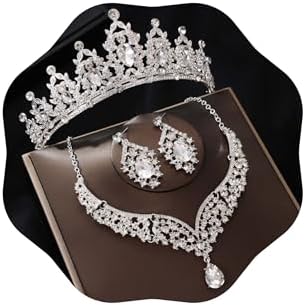 Crowns and Tiaras jewelry sets for Wedding princess birthday party Halloween Prom Pageant Jewelry for Women Crystal Bridal Jewelry Set for women