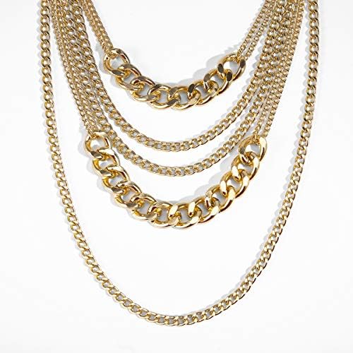 CSIYANJRY99 Chunky Gold Necklaces For Women Multilayer Punk 80s Hip Hop Necklace Layered Cuban Link Chain Statement Necklace 90s Freaknik Outfit Accessories For Women