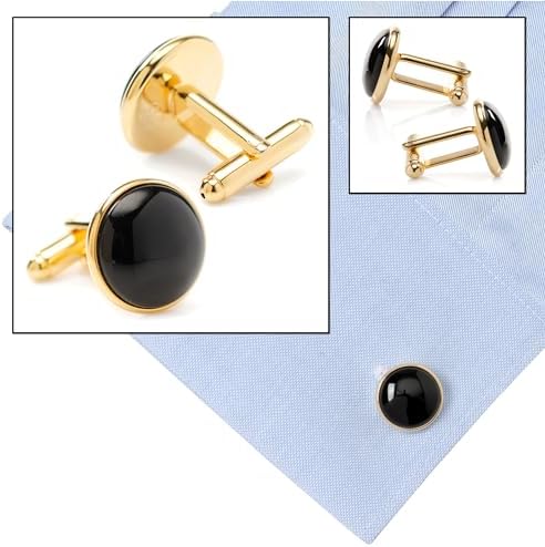 Cufflinks For Men Tuxedo Studs And Cufflinks Set Classic Black Gold CuffLinks Luxury Box Gift Ideas For Mens