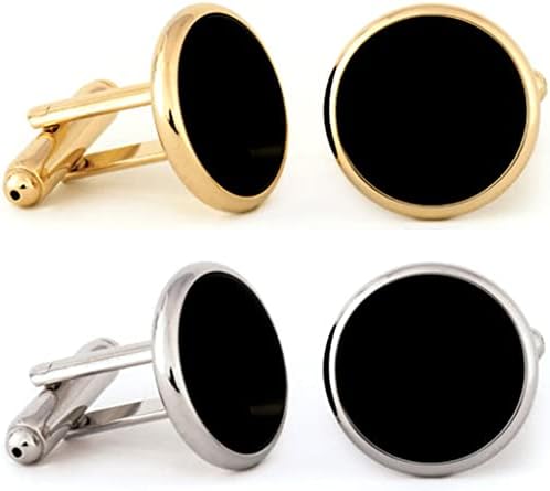 Cufflinks for Men Tuxedo Studs and Cufflinks Set Classic Black Gold CuffLinks Luxury Box Gift Ideas for Mens