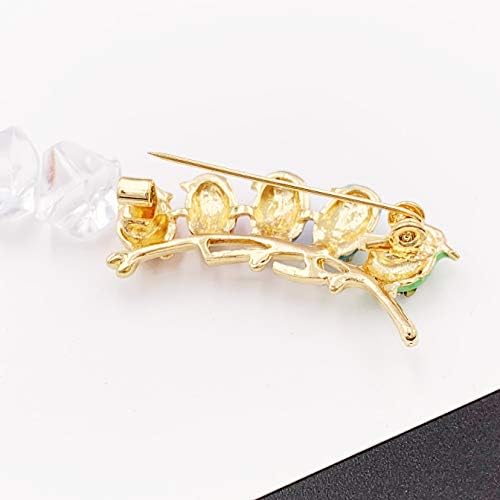 Cute Little Bird Multi Color Brooch Pin Crystal Gold Tone