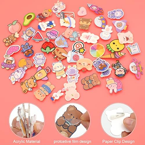 Cute Pins For Backpacks 50 Pcs Kawaii Acrylic Pins Aesthetic For Girl's Bags Hoodies Hats Jackets Decorative Clothing Bags Jackets Hat Backpacks Bag Accessories