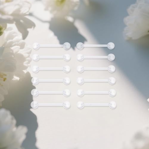 D.Bella 14G Clear Bioflex Flexible Acrylic Straight Tongue Rings Barbells Nipple Ring Retainer Piercing 12mm 14mm 16mm 19mm