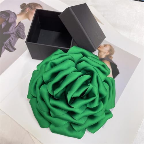 Dainty Silk Satin Rose Flower Extra Large Big Brooches Lapel Pins Fabric Flowers Oversized Brooch Pin For Women Wedding Party Banquet Dress Suit Clothes Accessories Jewelry Gifts 160mm