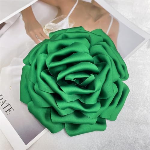 Dainty Silk Satin Rose Flower Extra Large Big Brooches Lapel Pins Fabric Flowers Oversized Brooch Pin For Women Wedding Party Banquet Dress Suit Clothes Accessories Jewelry Gifts 160mm