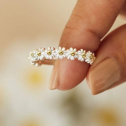 Daisy Ring Adjustable Daisy Flower Ring Dainty Cute Flower Ring Delicate Sunflower Ring Jewelry Gifts Promise Statement Band Daisy Silver Ring Tiny Dainty Flower Ring Gift For Girls Women
