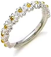 Daisy Ring Adjustable Daisy Flower Ring Dainty Cute Flower Ring Delicate Sunflower Ring Jewelry Gifts Promise Statement Band Daisy Silver Ring Tiny Dainty Flower Ring Gift for Girls Women