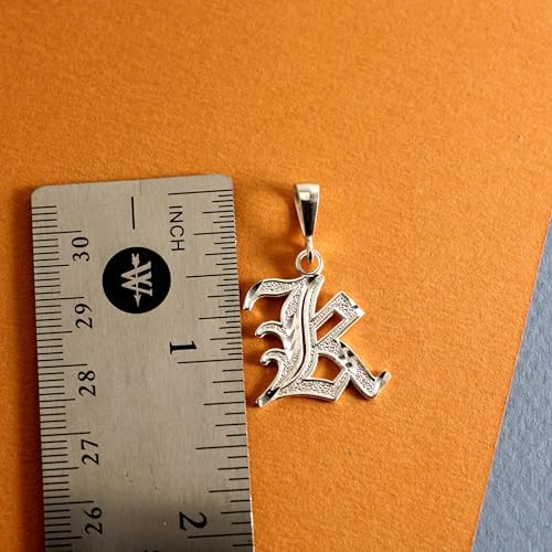 Deidreamers Personalized Gothic Old English Sterling Silver Initial A-Z Pendant
