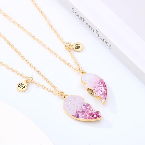 DOYYCA Best Friend Necklace Gifts Friendship Necklace Magnetic Matching Heart Unicorn Dolphin BFF Necklace For 2 Girls