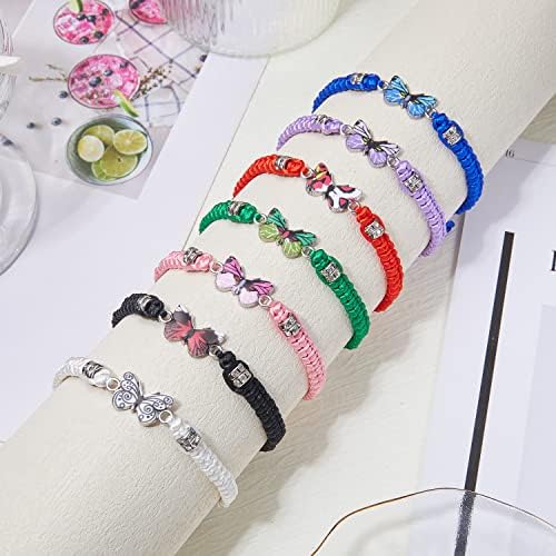 DS 4PCS String Beads Charm Bracelets For Teen Girls Dainty Cute Cartoon Butterfly Daisy Eternal Flower Beads Bracelets Set For Woman And Girls Adjustable Stretch Bracelet Birthday Gift For Friends