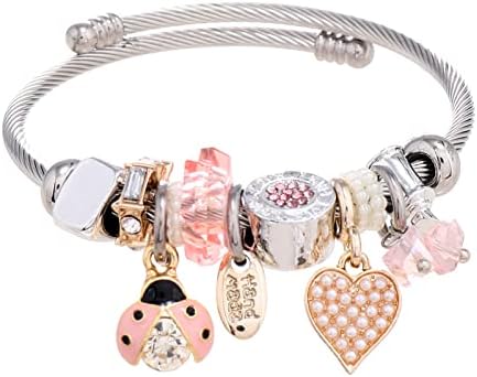 DS Charm Bracelets for girls exquisite cute cartoon friendship bracelets Silver Stainless Steel Bangle with birthday Gift box Adjustable girls jewelry Suitable for holiday gifts
