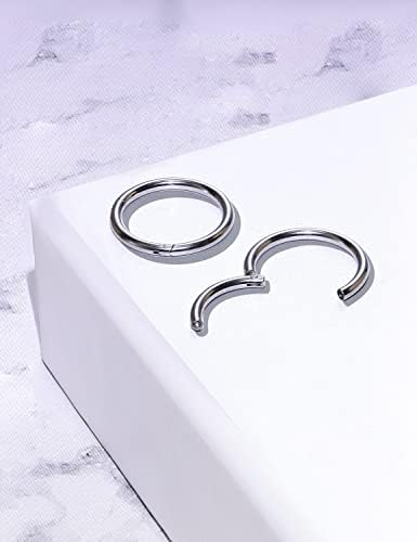 Dyknasz 10PCS 16G Surgical Steel Hinged Clicker Segment Septum Lip Nipple Ring Hoop Cartilage Tragus Helix Sleeper Earrings Piercing Jewelry For Women Men 8mm 10mm 12mm 14mm 16mm