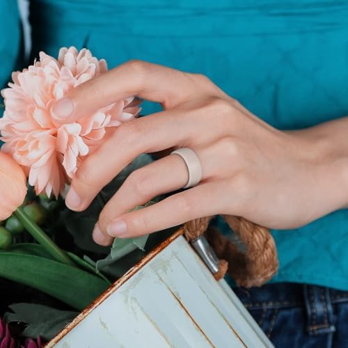 Egnaro 4/5/8 Variety Multipack Ergonomic Breathable Promise Ring 6mm Wide - 2mm Thick Silicone Wedding Bands Women Rubber Rings Women With Half Size