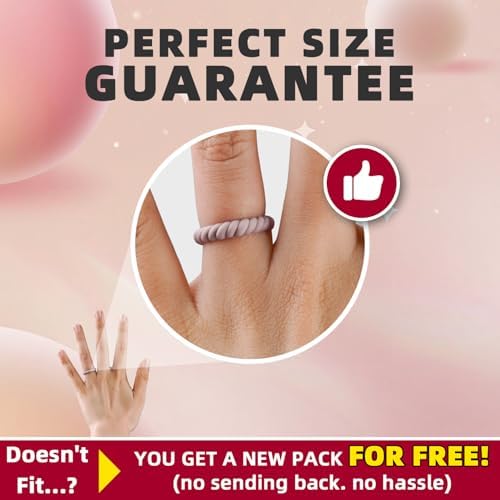 Egnaro Silicone Wedding Ring For Women Thin And Stackble Braided Rubber Wedding Bands No-Toxic Skin Safe