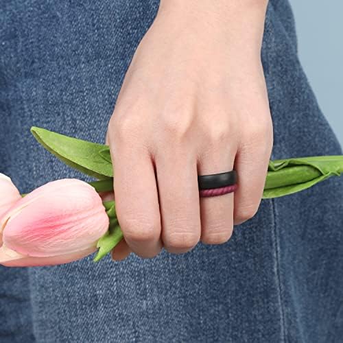 Egnaro Women's Wedding Bands Silicone Stacking Rings For Her Rubber Inner Arc Ergonomic Breathable Design