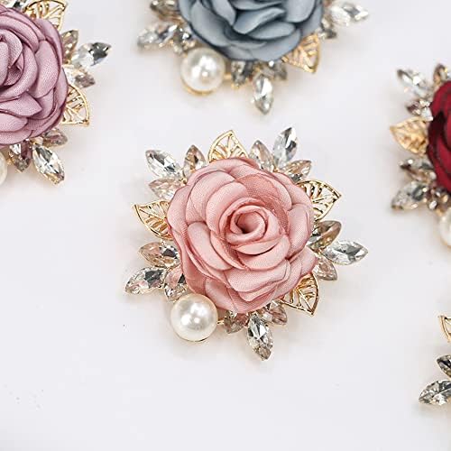Elegant Rose Flower Brooch Pin For Women Men Wedding Party Gentleman's Essentials Handmade Imitation Crystal Pearl Fabric Flower Lapel Pin Dress Suit Accessories Boutonniere Ideas Gift