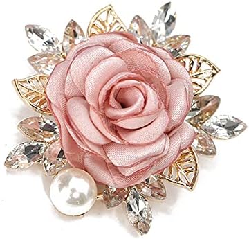Elegant Rose Flower Brooch Pin for Women Men Wedding Party Gentleman's Essentials Handmade Imitation Crystal Pearl Fabric Flower Lapel Pin Dress Suit Accessories Boutonniere Ideas Gift