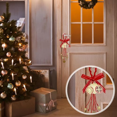 Escapularios Catolicos 2PCS Golden Saint Benedict Medal Protection Blessing Charm St Benedict Crucifix Catholic San Benito Medalla Pendant Handmade Jewelry Gift Car Hanging Home Decor (Red)