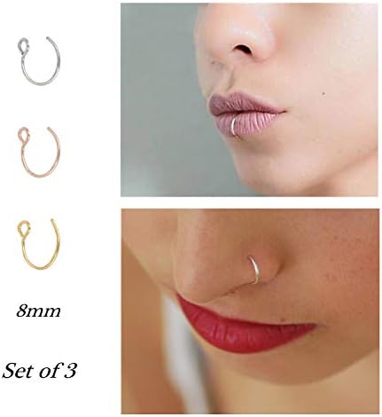 Fake Nose Ring Hoop Nose Rings Set Nose Piercing Lip Nose Rings Jewelry For Women Men Girl