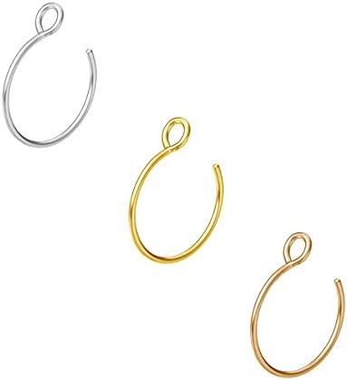 Fake Nose Ring Hoop Nose Rings Set Nose Piercing Lip Nose Rings Jewelry for Women Men Girl