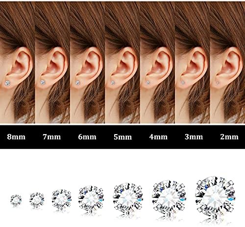 Fansilver 20G Hypoallergenic Flat Back Earrings For Women Men Silver 14K Gold Stainless Steel Stud Earrings Brithstone Cubic Zirconia Studs Surgical Steel Cartilage Earrings For Sensitive Ears