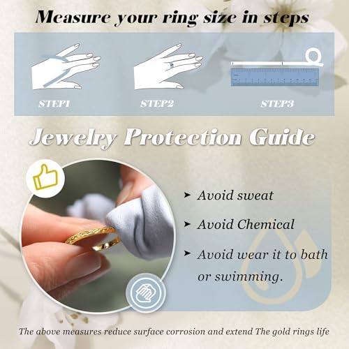 Fansilver Stackable Chunky Gold Rings For Women Non Tarnish Dainty 14K Gold Plated Stacking Thumb Rings Set Trendy Gold Wedding Band Ring Size 5-11