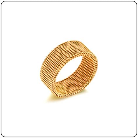Fashion 18K Gold Stainless Steel Mesh Band Ring