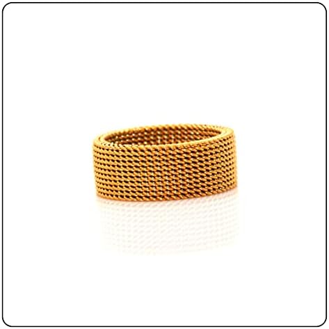 Fashion 18K Gold Stainless Steel Mesh Band Ring