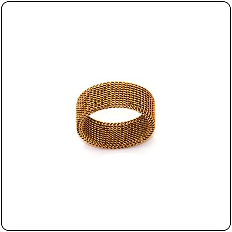 Fashion 18K Gold Stainless Steel Mesh Band Ring