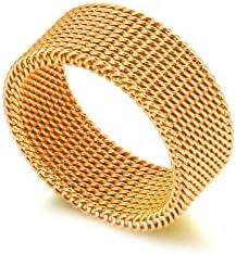 Fashion 18K Gold Stainless Steel Mesh Band Ring
