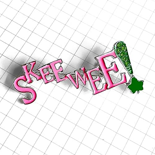 Fashion Pink Green Rhinestone Letter SKEEWEE Metal Text Brooch Sorority Girl Jewelry PIN