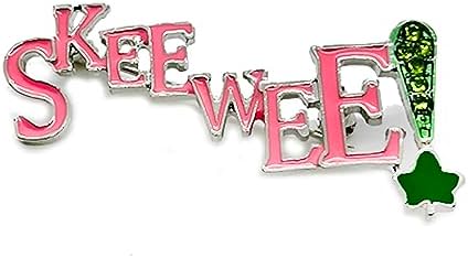 Fashion Pink Green rhinestone letter SKEEWEE Metal Text Brooch sorority girl Jewelry PIN