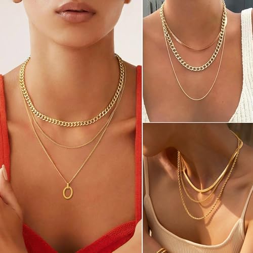 FAXHION 68 Pcs Gold Jewelry Set For Women With 7 Necklace 17 Bracelet 5 Hoop Earrings 15 Stud Earrings 24 Knuckle Rings For Women Jewelry Set For Women