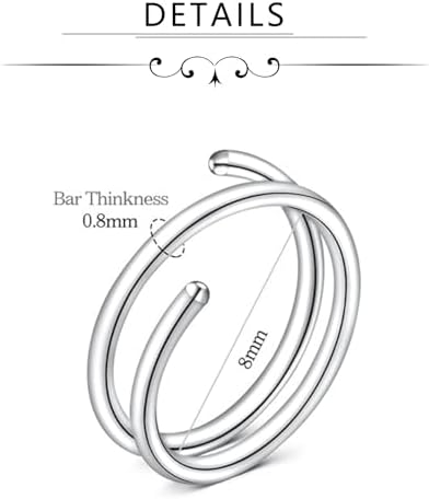 FECTAS 鼻环 医用钢 18 克 20 克 规格 6 毫米 8 毫米 10 毫米 12 毫米耳环穿孔箍首饰适合男士女士