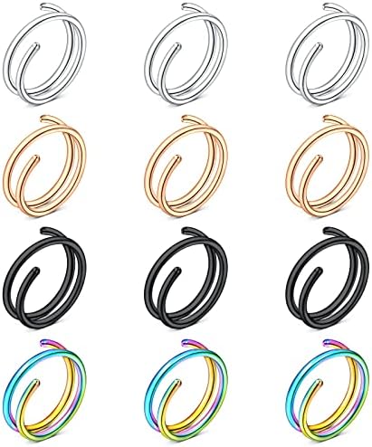 FECTAS 鼻环 医用钢 18 克 20 克 规格 6 毫米 8 毫米 10 毫米 12 毫米耳环穿孔箍首饰适合男士女士