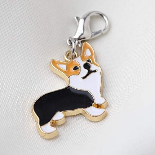 FEELMEM Corgi Dog Zipper Pendant Clip On Charm Animal Jewelry Gift For Pet Lover Mom