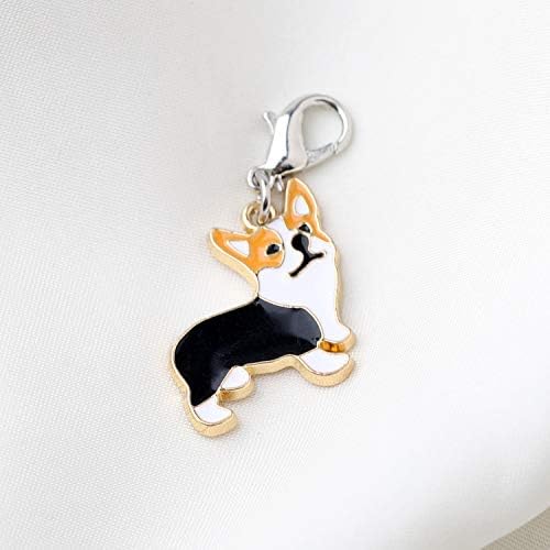 FEELMEM Corgi Dog Zipper Pendant Clip On Charm Animal Jewelry Gift For Pet Lover Mom