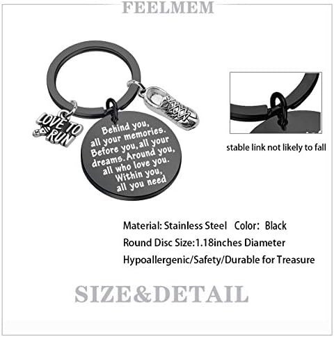 FEELMEM Marathon Runner Gifts Running Keychain Cross Country Track Marathon Jewelry Marathon Running Gift Track Gift